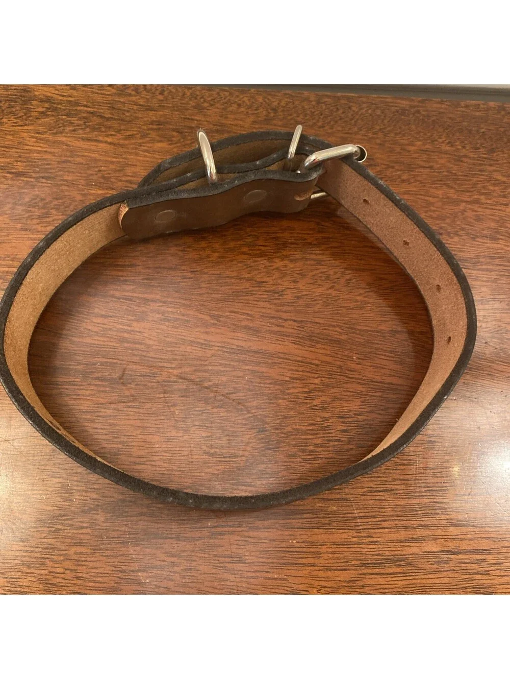 Handcrafted Brown Leather Dog Collar Western Large Dog Engraved “Smokey”